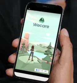Ecran de téléphone montrant l'application wecare